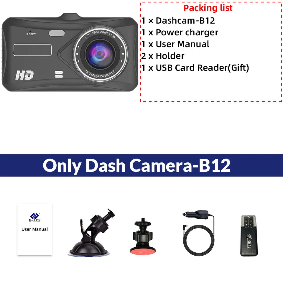Dashcam 24H Touch Night Vision FULL HD 1080P Front And Rear Camera 4.0 Inch CAR DVR Mirror Digital Video Recorder Dvr Black Box - LKBA