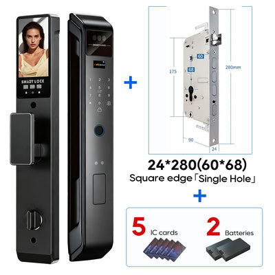 SANKESONG Tuya 3D Face Recognition Smart Lock with Security Camera Digital Electronic Intelligent Fingerprint Lock Dual Battery - LKBA