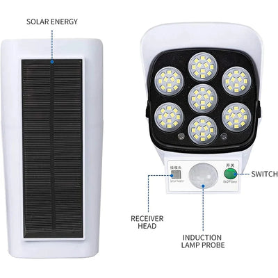 Solar Lights  Outdoor With Motion Sensor Remote Controller FloodLights Wireless Dummy Decoy Fake Security Camera for Garden - LKBA