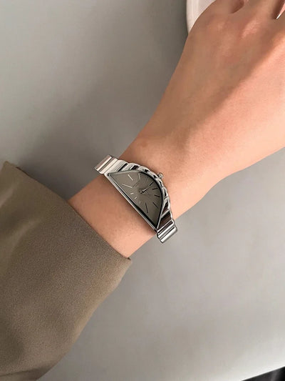 Women Watch Gold Half Moon Dial Medium Antique Fashion Niche Unique Design Ladies Quartz Watch - LKBA