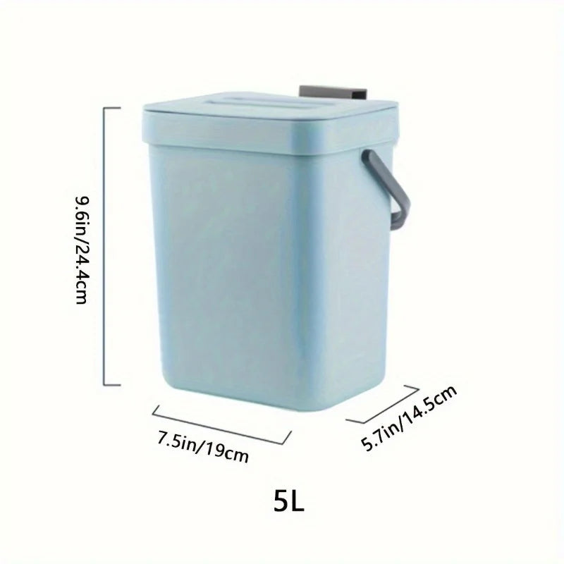 Space-Saving Quiet-Close Trash Can - 3/5L, Eco-Friendly Sealed Bin for Kitchen & Office - LKBA