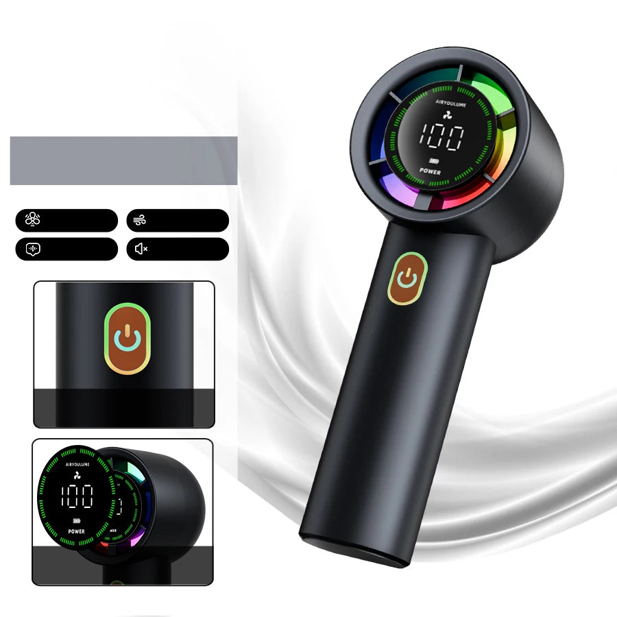 Handheld Fan 6 Speed 3000mAh Battery Personal Digital Display USB Rechargeable for Travel Outdoor School Gift Idea - LKBA
