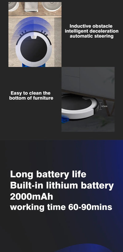 Intelligent Sweeping Robot Large Water Tank Mobile App Remote Control Planning And Cleaning Line Low Noise 2000 Pa Large Suction - LKBA