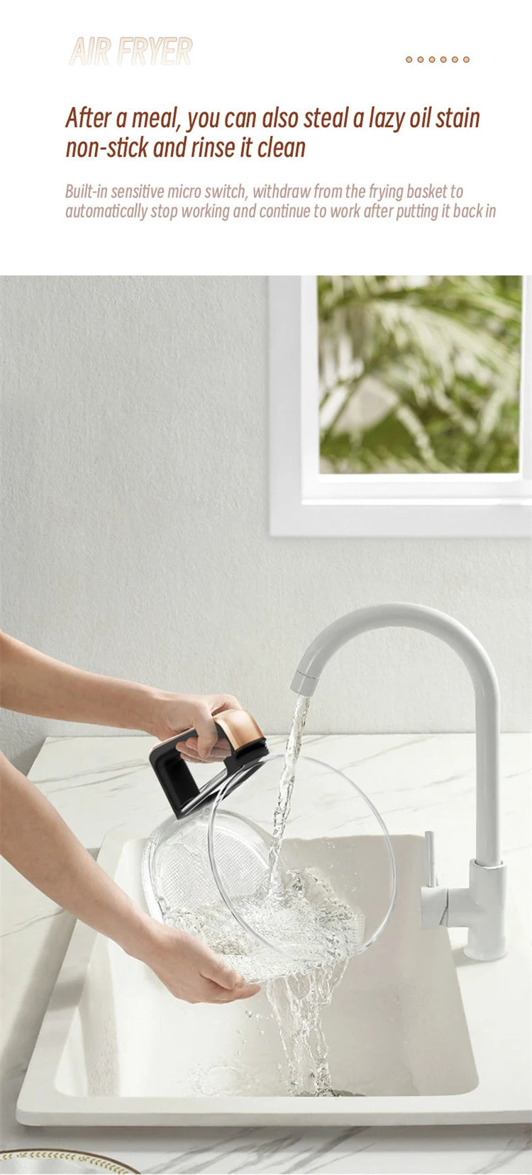 Air Fryer Visual Oil-free Electric Fryer Multi-Functional Automatic Household 360°Baking LED Touchscreen - LKBA