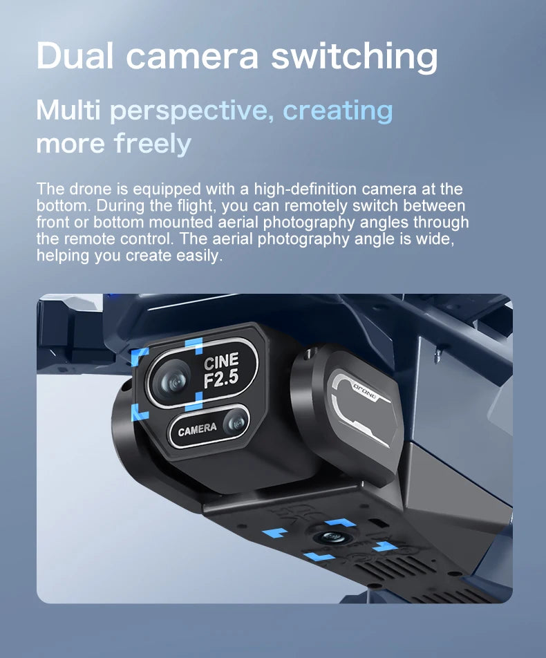 Professional Drone GT8 8K Wide-Angle HD 1080P Camera Wi-Fi FPV Height Hold Foldable RC Drone Quadrotor Helicopter - LKBA