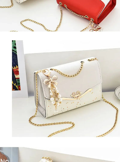 Fashionable Bright Leather Chain Crossbody Bag Women's Single Shoulder Small Square Bag Hot Sale of the Season New Style - LKBA