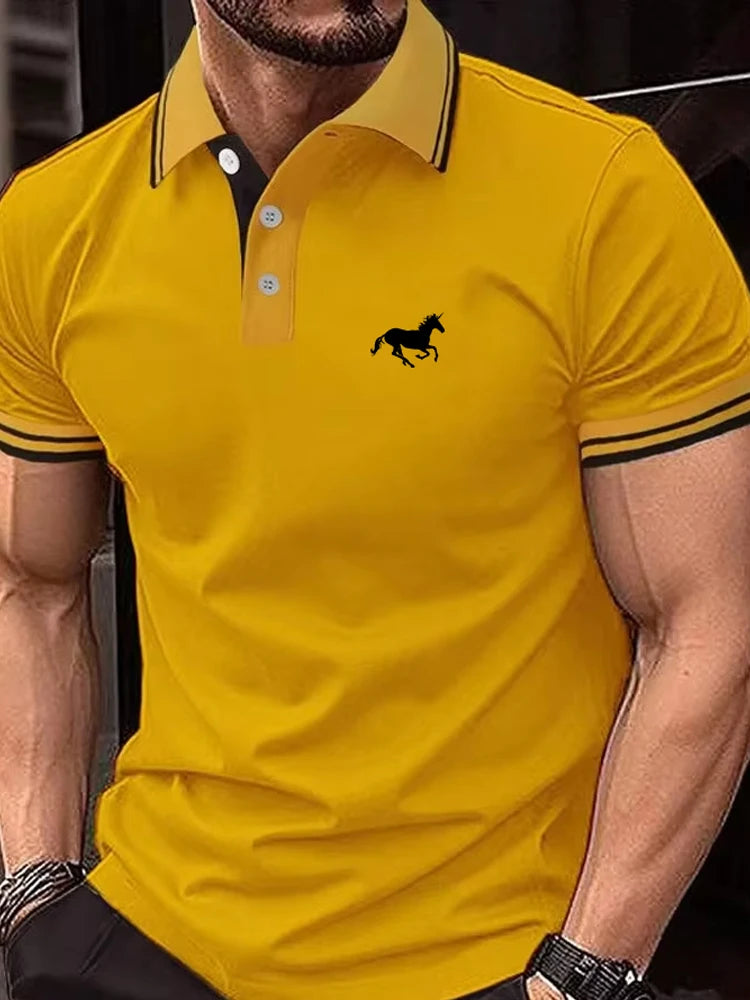 New Men's T-shirt Classic Short sleeved Polo Shirt Summer Top Casual T-shirt Button Lapel Super Large S-3XL Casual Polo Shirt - LKBA