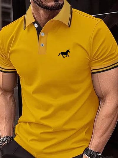 New Men's T-shirt Classic Short sleeved Polo Shirt Summer Top Casual T-shirt Button Lapel Super Large S-3XL Casual Polo Shirt - LKBA