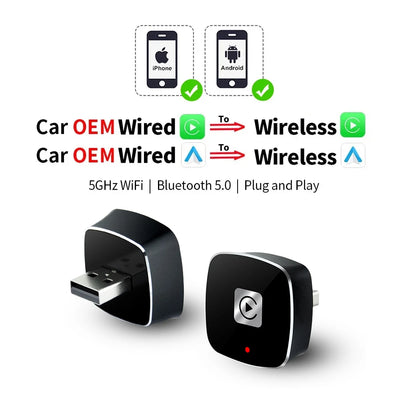Wireless 2 in1 Carplay Adapter for Android iPhone Auto Wired to Wireless AI Box USB Connection For Volvo Benz Mg Kia Chery VW - LKBA