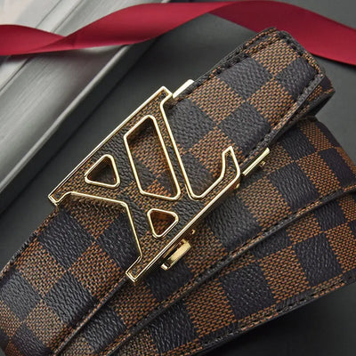 New genuine leather men belts waistband alloy automatic buckle men and women - LKBA