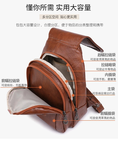Soft leather shoulder bag for women 2025 new fashionable mini shopping backpack chest bag casual versatile diagonal cross bag - LKBA