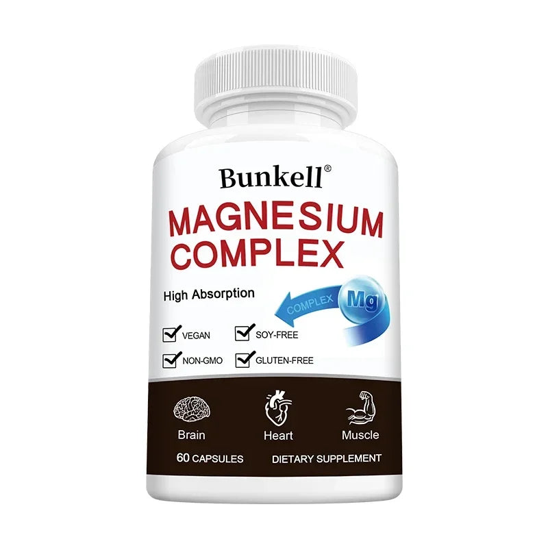 Triple Magnesium Complex - Improve Sleep Quality, Increase Energy, Boost Digestive System, and Improve Immunity, 120 Capsules - LKBA