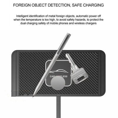 Silicone Pad Stand Wireless Charger Car For iPhone15 14 13 12 Xiaomi Samsung Huawei Mobile Phone Fast Car Wireless Charging - LKBA