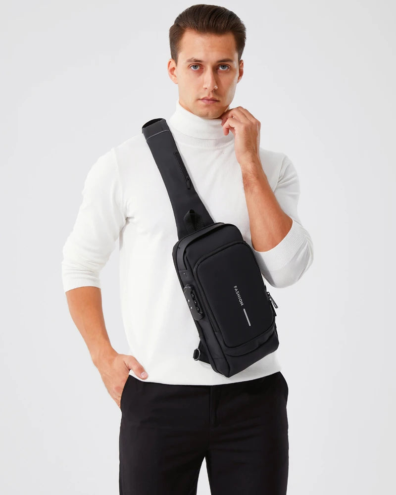 New Brand Designer Men Crossbody Bag PU Leather Classic Anti-Theft Shoulder Bag Chest Bag Multifunctional for Men - LKBA