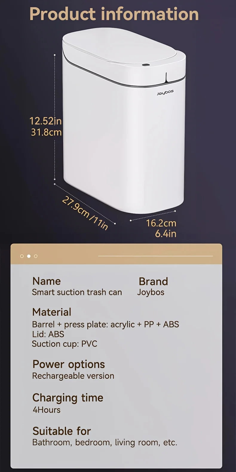 Smart Sensor Garbage Bathroom Trash Can Automatic Adsorption Bag Household Toilet Induction Waterproof Garbage Can Home Supplies - LKBA