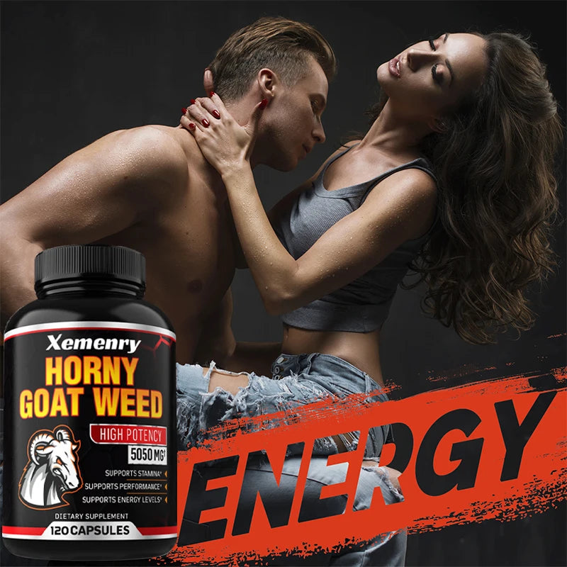 Men's Horny Goat Weed Capsules 5050 mg Formula Contains Black Pepper Extract - LKBA