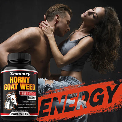 Men's Horny Goat Weed Capsules 5050 mg Formula Contains Black Pepper Extract - LKBA