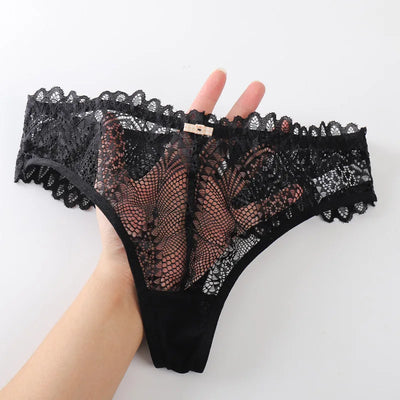 1/2 PCS Women's Lace Thongs Lingerie Intimates Woman T-back Soft T-panties Designed Tangas Mujer Sexy String Panties Thongs Sexy - LKBA