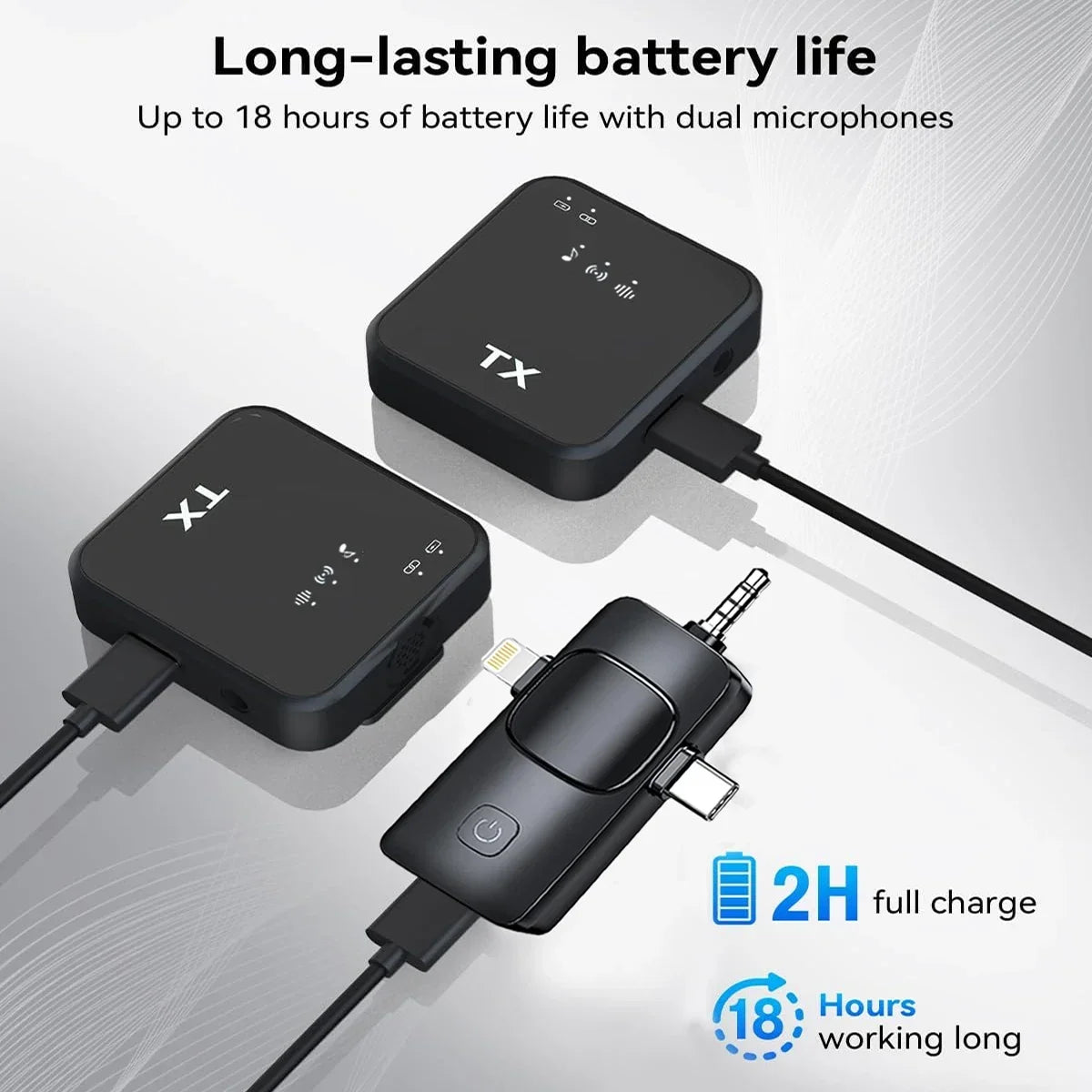 3 in 1 Microphone for iPhone/Android, Wireless, for Record Interview - LKBA