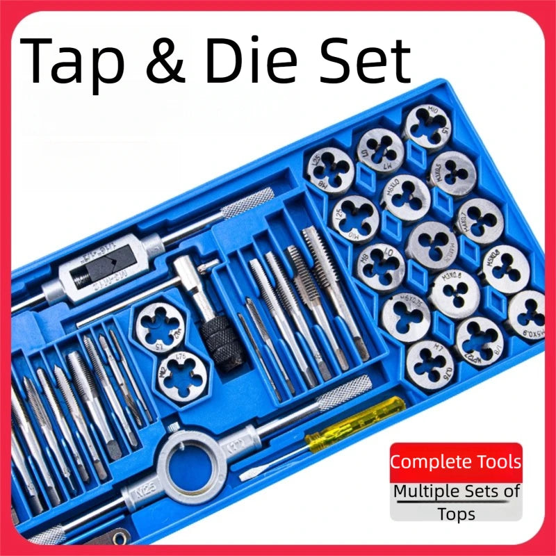 Hand Tap and Die Set with Handle for Thread Repair Rethreading Screws Combination Tool Kit Manual Socket Wrench Thread Repair - LKBA