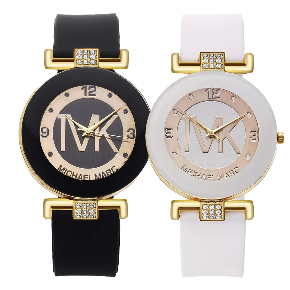 Fashion TVK Brand Women's Watch Simple Luxury Rhinestone Watch for Women Quartz Watch Casual Silicone Strap Ladies Clock - LKBA
