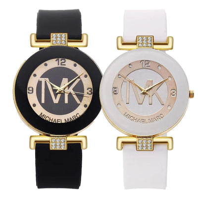 Fashion TVK Brand Women's Watch Simple Luxury Rhinestone Watch for Women Quartz Watch Casual Silicone Strap Ladies Clock - LKBA