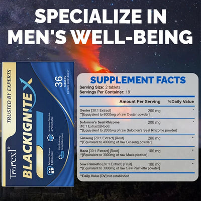 BlackIgniteX Natural Male Enhancing Supplement- Boosts Strength & Firmness for Men, Enhanced Stamina Performance & Endurance - LKBA