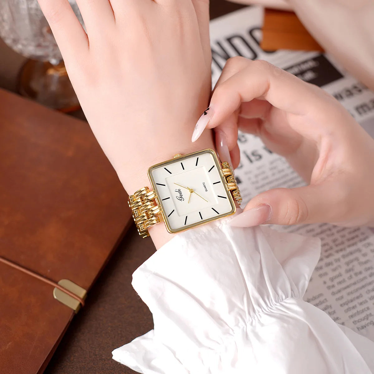 Men Watch Business Simple Square Couple Watches Waterproof Stainless Steel Premium Ultra Thin Women Fashion Quartz Wristwatches - LKBA