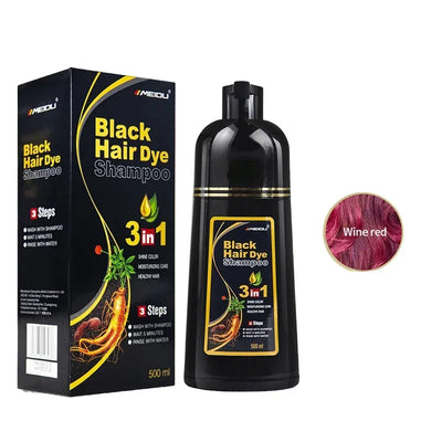 100ml/500ml Hair Dye Shampoo 3in1 Darkening Hairs Instant Gray To Black Polygonum Multiflorum Natural Coloing Cover Men Women - LKBA