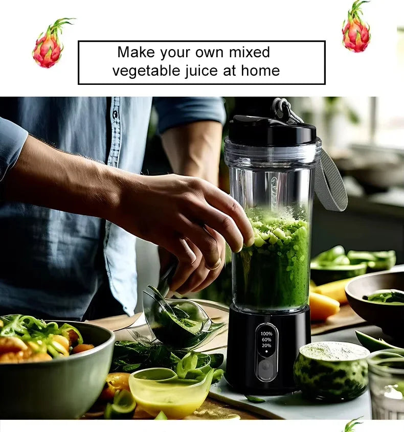 4000mAh Portable Juicer Dual Purpose Juice Cup 180W USB Outdoor Fresh Fruit Blender 4 Blade Smoothie Juice Cup Blender - LKBA