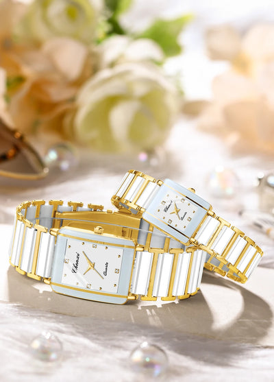 CHENXI 104A Couple's Quartz Watch Gold Black and White Ceramic Luxury Watch Men's and Women's Valentine's Day Gift Watch reloj - LKBA