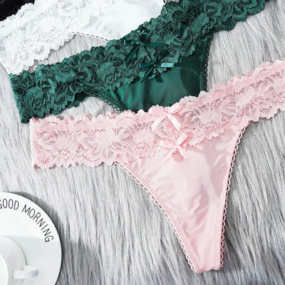 Women Sexy Lace Panties Low-waist Thong Female Underwear Hollow Cross Strappy G-String Breathable Lingerie Embroidery Intimates - LKBA