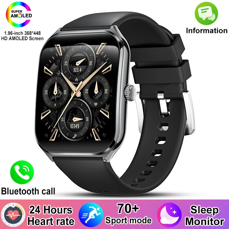 New For Xiaomi Ultra Thin Smart Watch Men 1.96" AMOLED 70+Sports Mode Health Monitor Bluetooth call Waterproof Smart Watch Woman - LKBA