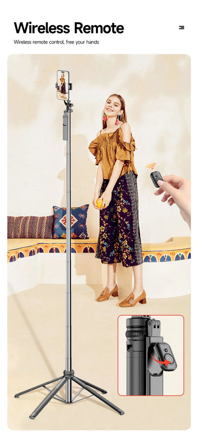 TOKQI Extendable Tripod with Bluetooth Remote,1/4'' Screw,Phone Holder,72inch Monopod for Smartphone Camera Projector brackets - LKBA