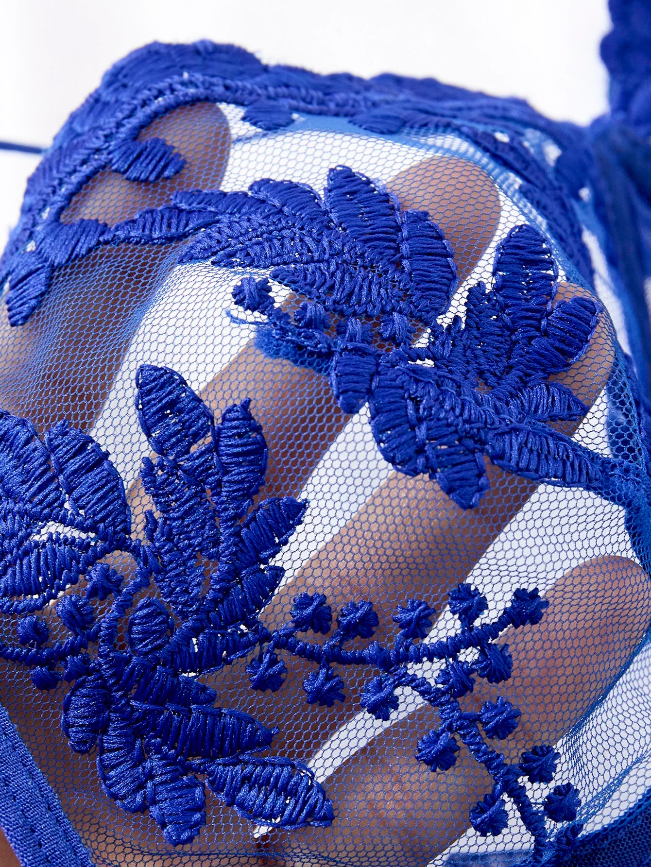 Ladies' wine-red countryside style wheat ear embroidery semitransparent nightgown - LKBA