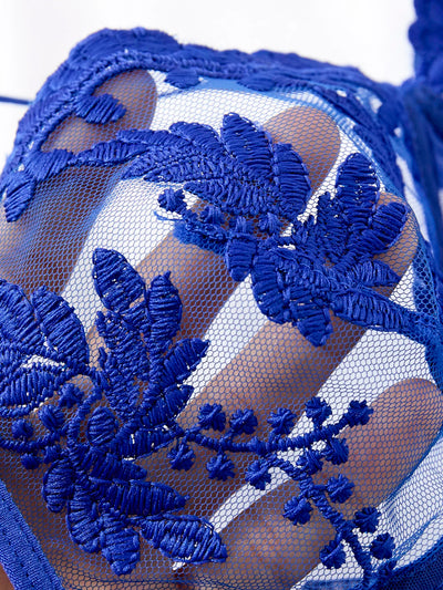 Ladies' wine-red countryside style wheat ear embroidery semitransparent nightgown - LKBA