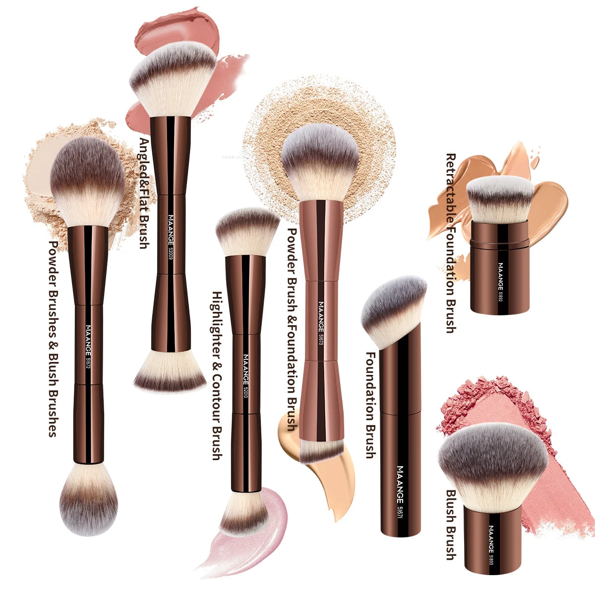 Makeup Brushes Double Head Foundation Powder Concealer Blusher Bronzer Makeup Brush Soft Fiber Hair - LKBA