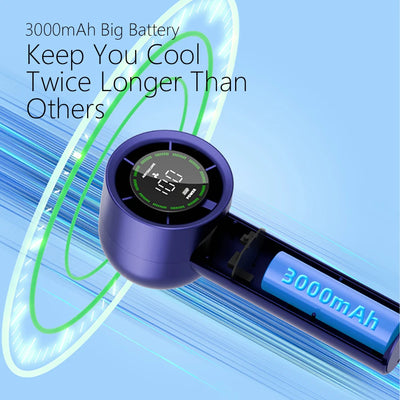 Handheld Fan 6 Speed 3000mAh Battery Personal Digital Display USB Rechargeable for Travel Outdoor School Gift Idea - LKBA