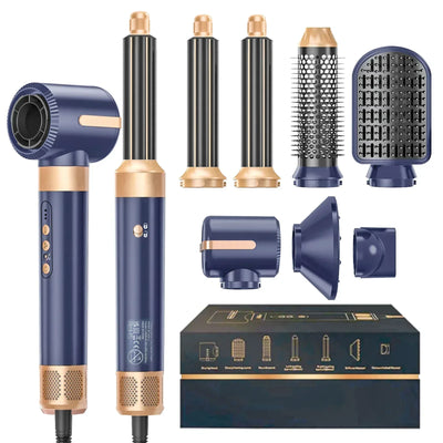 7 In 1 Hair Dryer Brush Brushless High Speed Hair Dryer with Diffuser Ionic Blow Dryer Hot Air Styling Comb Auto Hair Curler - LKBA