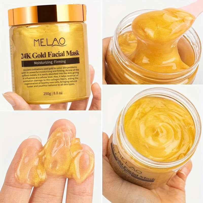 MELAO 24K Gold Face Mask Beauty Facemask Skin Remove France Golden Collagen Facial Moisturizing Masks - LKBA