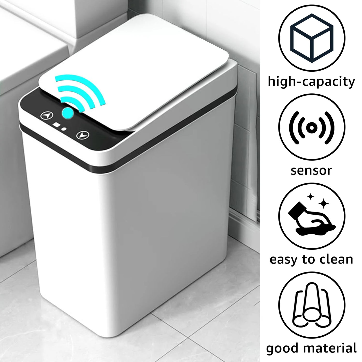 Automatic Sensor Trash Can 12L Touchless Infrared Motion Sensor Smart Trash Can for Kitchen Bathroom Waterproof Wastebasket NEW - LKBA