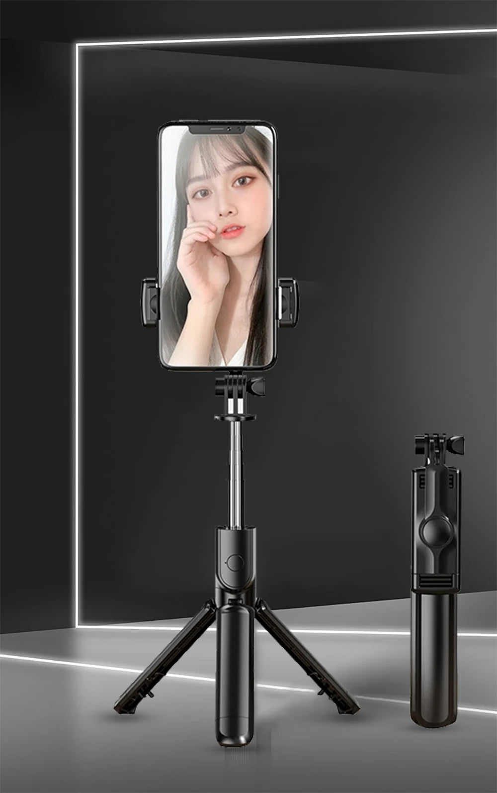 3 In 1 Bluetooth Wireless Selfie Tripod with Fill Light Shutter Remote Control - LKBA