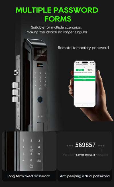 SANKESONG Tuya 3D Face Recognition Smart Lock with Security Camera Digital Electronic Intelligent Fingerprint Lock Dual Battery - LKBA