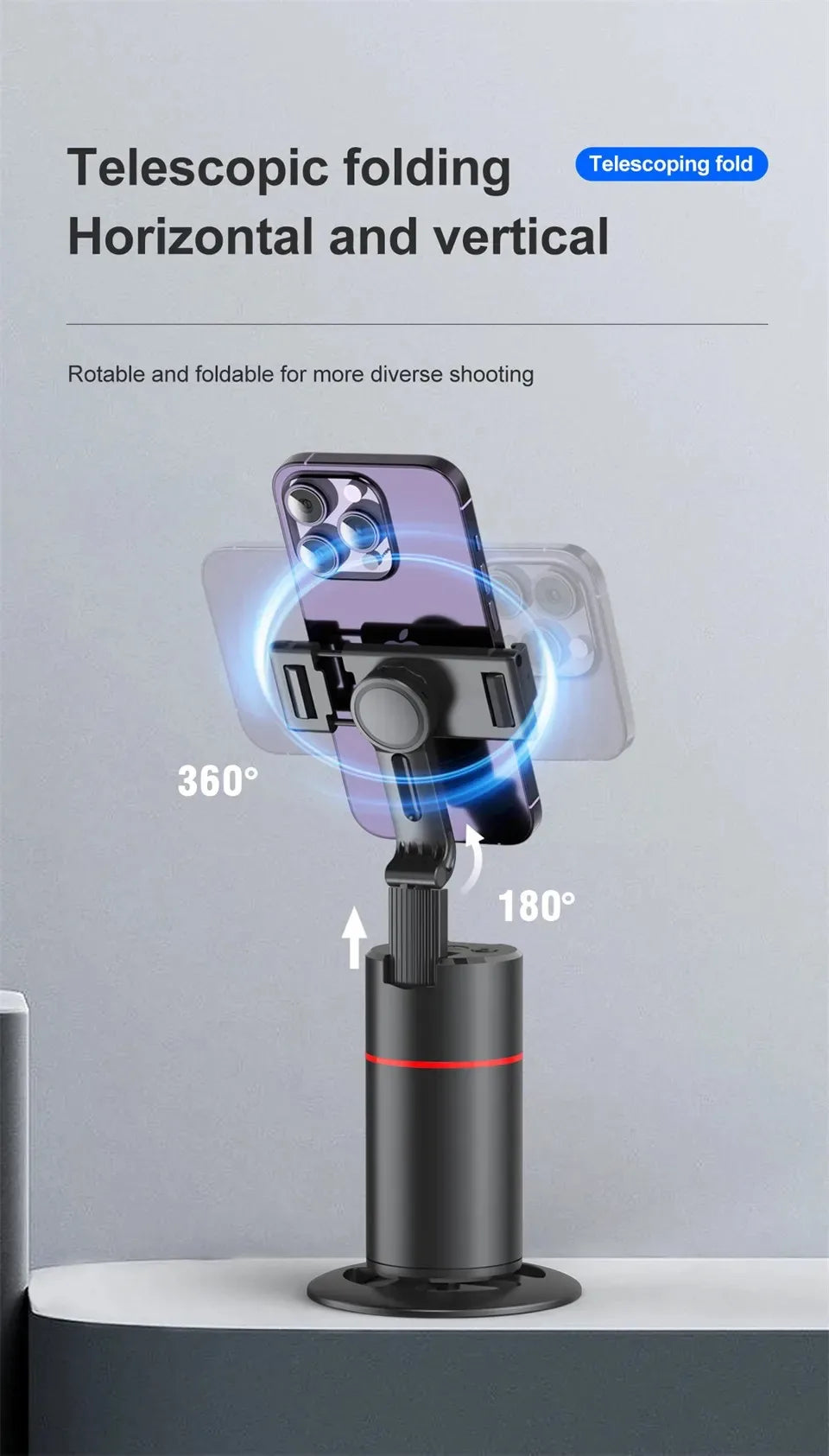 Auto Face Tracking Tripod 360°Rotation, No App, Smart Shooting Phone Holder for Live Video - LKBA