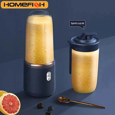 Portable Juicer Blender 400ml Electric Fruit Juicer USB Charging Lemon Orange Fruit Juicing Cup Smoothie Blender Machine 2cups - LKBA
