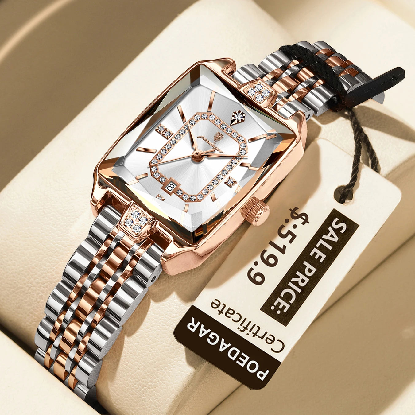 POEDAGAR Luxury Rectangle Watch For Woman Waterproof Calendar Simple Ladies Watch Fashion Stainless Steel Quartz Women's Watches - LKBA