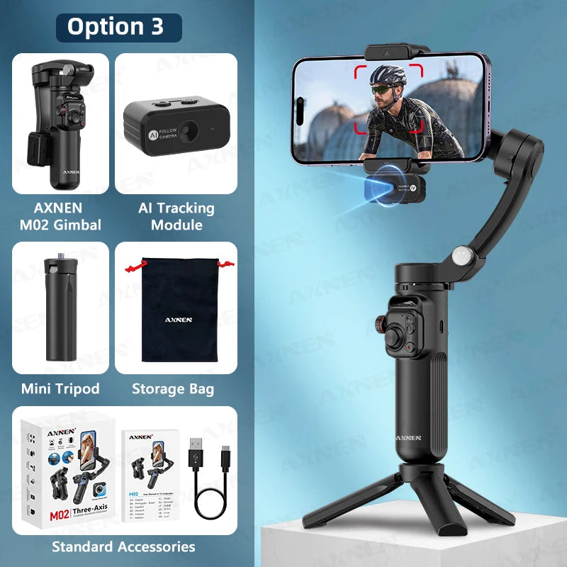 M02 Gimbal Smartphone Stabilizer 3-Axis Anti-shake Video Record Handheld Selfie Gimbals