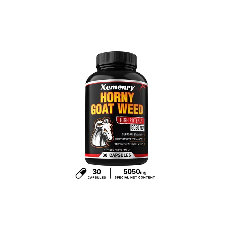Men's Horny Goat Weed Capsules 5050 mg Formula Contains Black Pepper Extract - LKBA