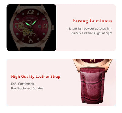 POEDAGAR Fashion Quartz Watch Female Luxury Elegant Casual Clock Waterproof Luminous Date Leather Women Watch Montre Femme gift - LKBA