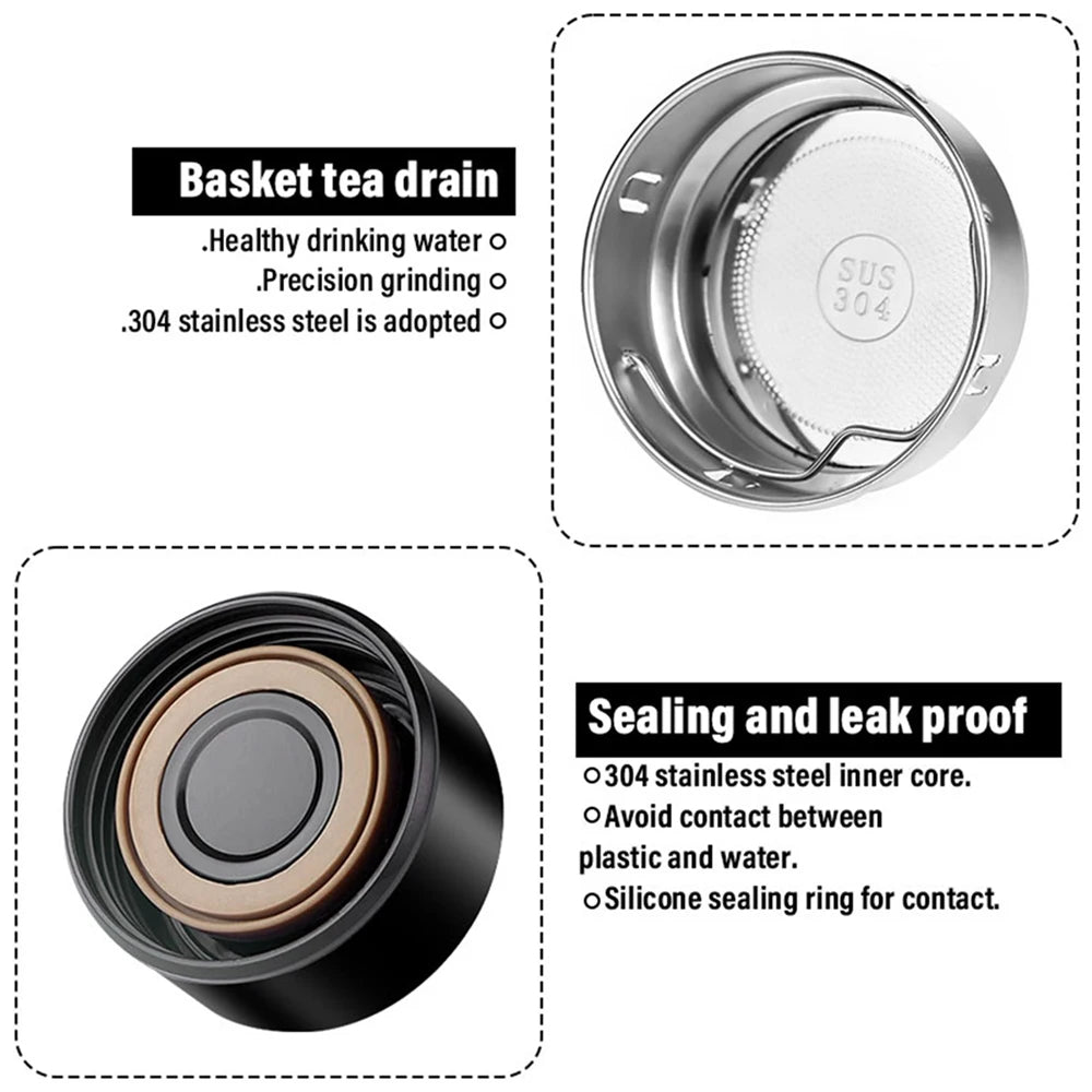 Car Stainless Steel Smart Thermos Mug Thermos LED Display Temperature For Jeep Renegade Patriot Wrangler Cherokee Compass Trail - LKBA